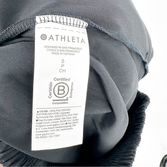 NWT Athleta Midday Mid Rise Midi Poplin Skirt Small Black Pockets Elastic Waist - Picture 6 of 8